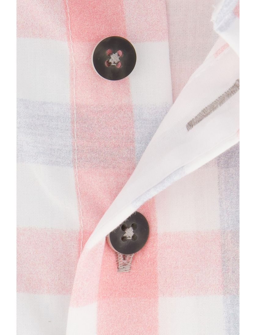 Overhemd Portofino casual wijde fit roze geruit katoen