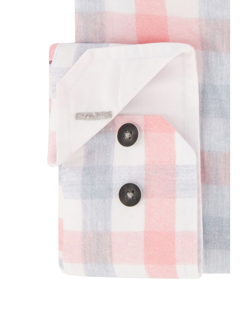 Overhemd Portofino casual wijde fit roze geruit katoen