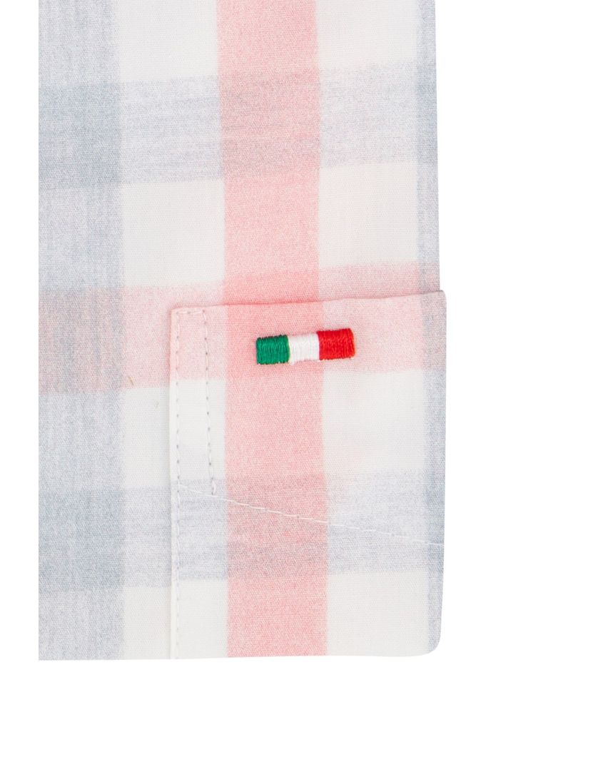 Overhemd Portofino casual wijde fit roze geruit katoen