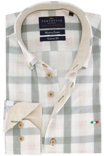 Portofino Portofino overhemd beige geruit