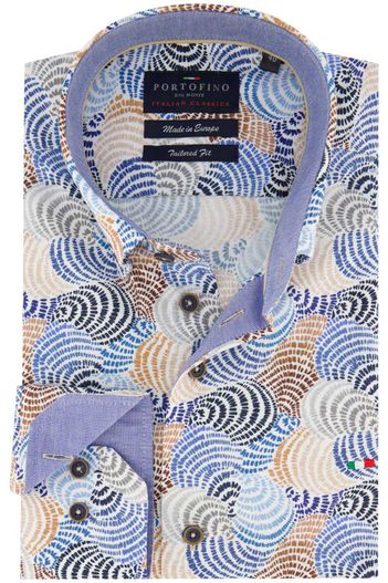 Portofino Portofino overhemd blauw print