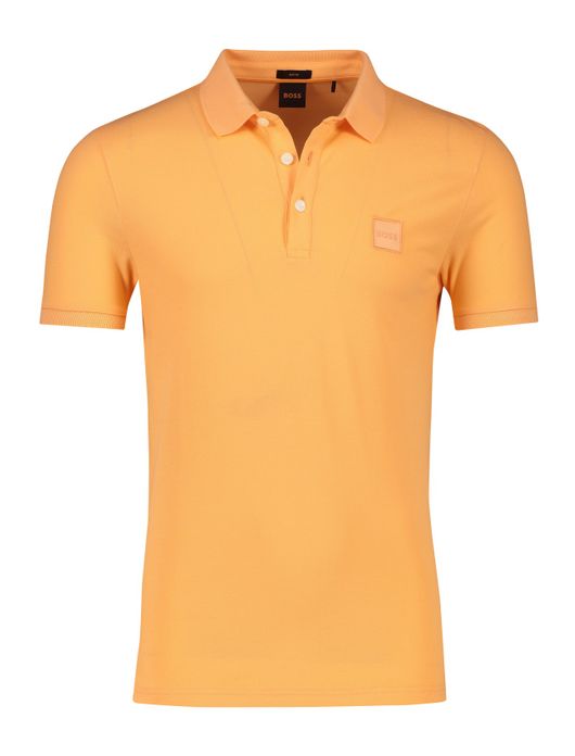 polo Hugo Boss oranje effen katoen slim fit