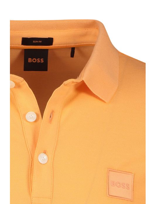 polo Hugo Boss oranje effen katoen slim fit