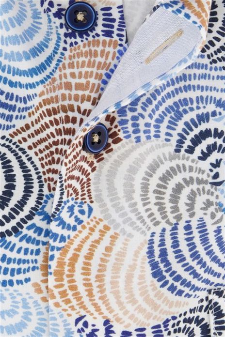 Portofino overhemd korte mouw regular fit blauw schelpen