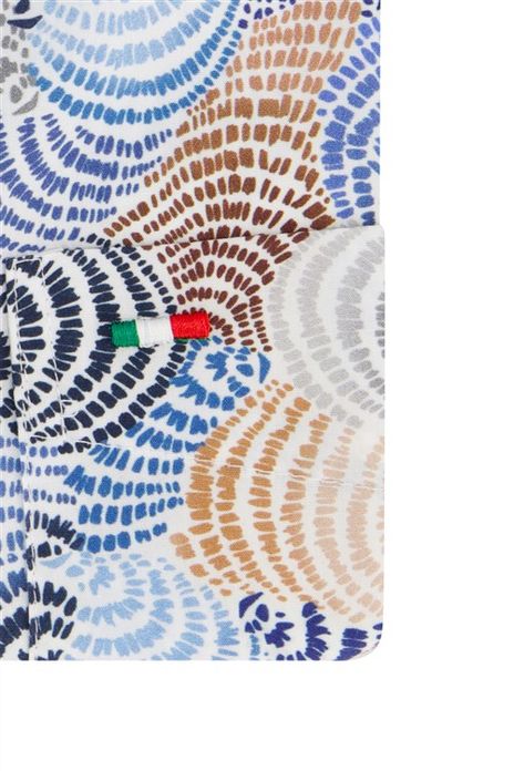 Portofino overhemd korte mouw regular fit blauw schelpen