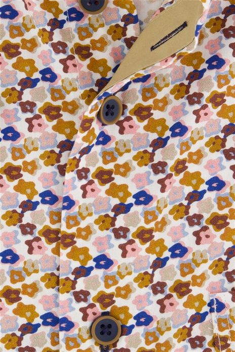 Portofino overhemd korte mouw regular fit bruin multicolor