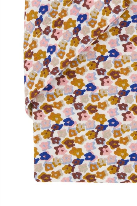 Portofino overhemd korte mouw regular fit bruin multicolor