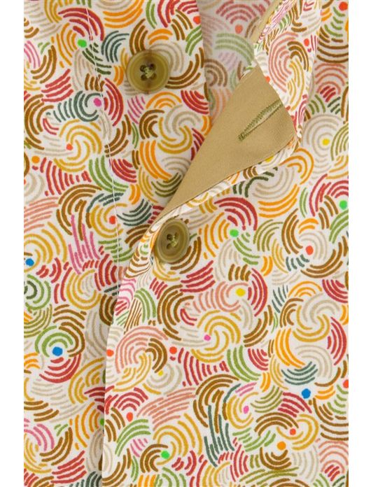 Portofino casual overhemd korte mouw regular fit groen geprint katoen