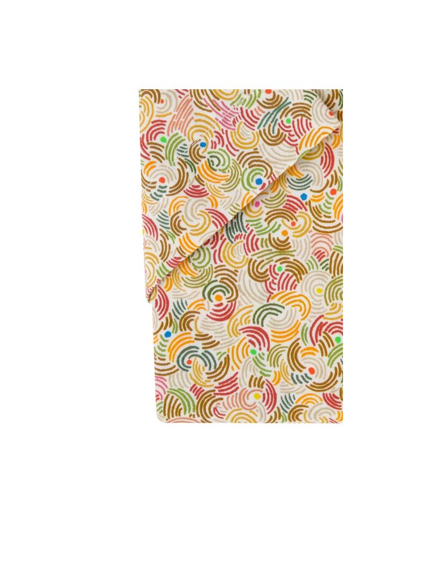 Portofino casual overhemd korte mouw regular fit groen bruin multicolor geprint katoen