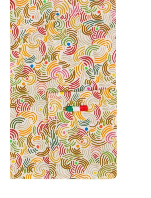 Portofino casual overhemd korte mouw regular fit groen geprint katoen