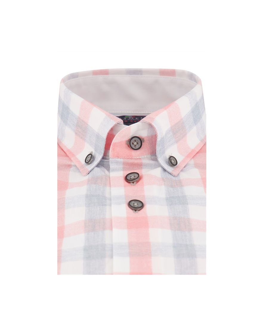 Portofino overhemd ruit roze katoen
