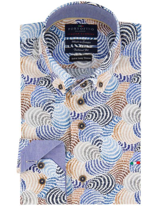 Portofino overhemd multicolor geprint extra lang