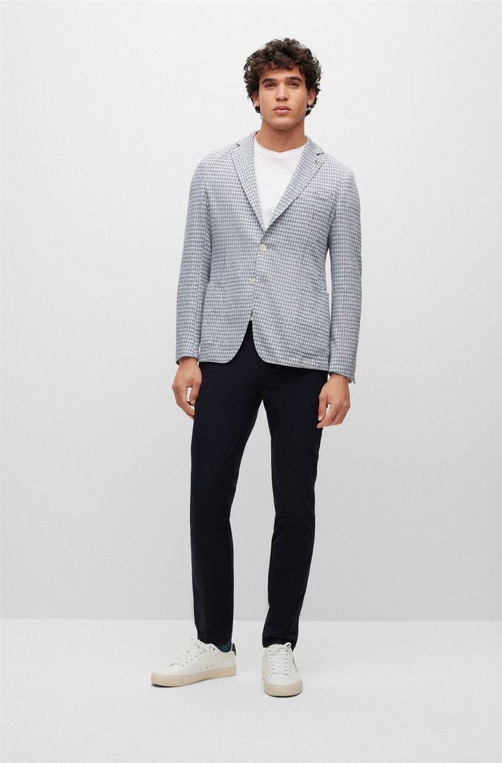 Hugo Boss tussenjas lichtblauw normale fit ruit