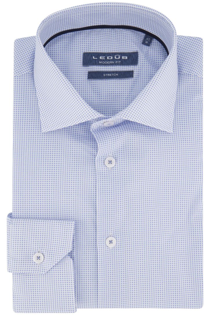 Geprint Ledub overhemd Modern Fit lichtblauw