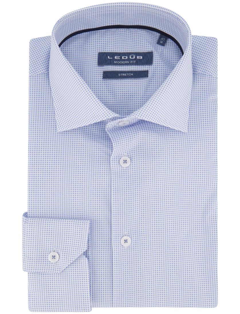 Geprint Ledub overhemd Modern Fit lichtblauw