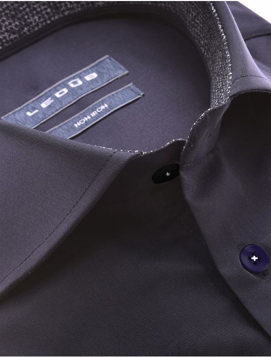 business overhemd Ledub Modern Fit donkerblauw effen katoen normale fit