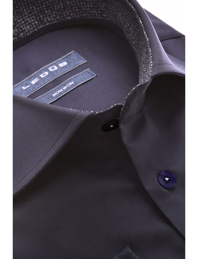 Ledub business overhemd Modern Fit navy effen katoen