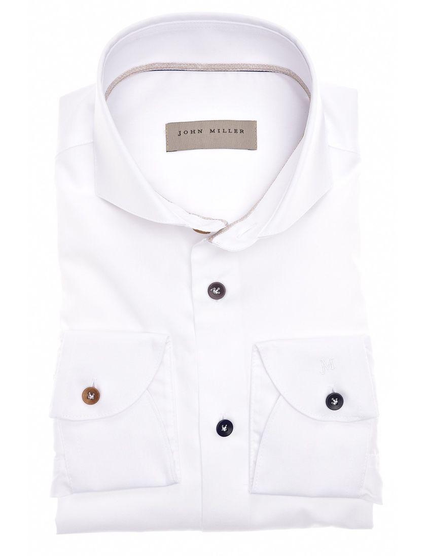 John Miller business overhemd Tailored Fit New normale fit wit effen