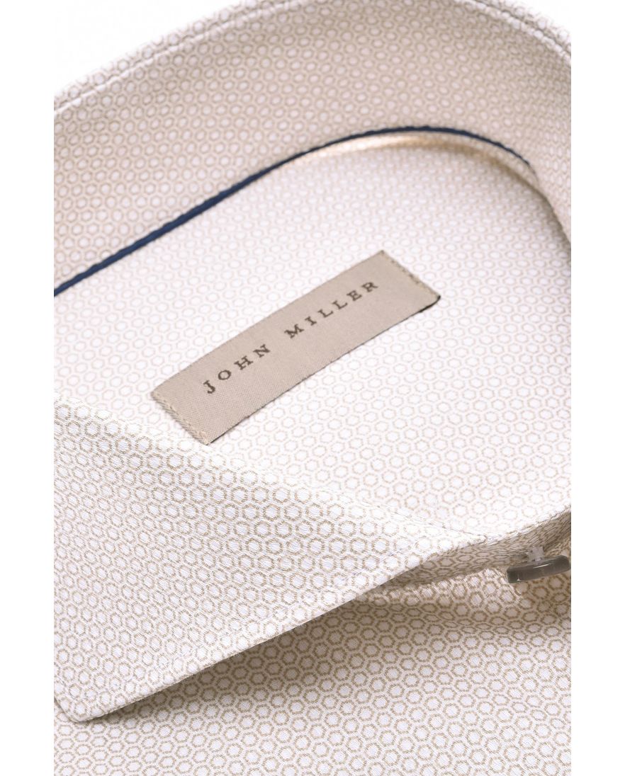 John Miller business overhemd John Miller fit bruin geprint katoen