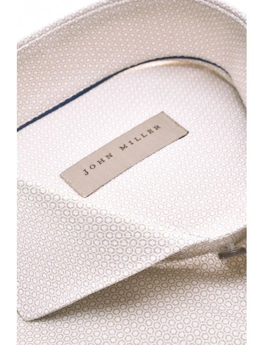 John Miller business overhemd John Miller Slim Fit slim fit bruin geprint katoen