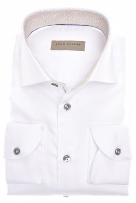 John Miller John Miller business overhemd wit effen 100% katoen slim fit strijkvrij