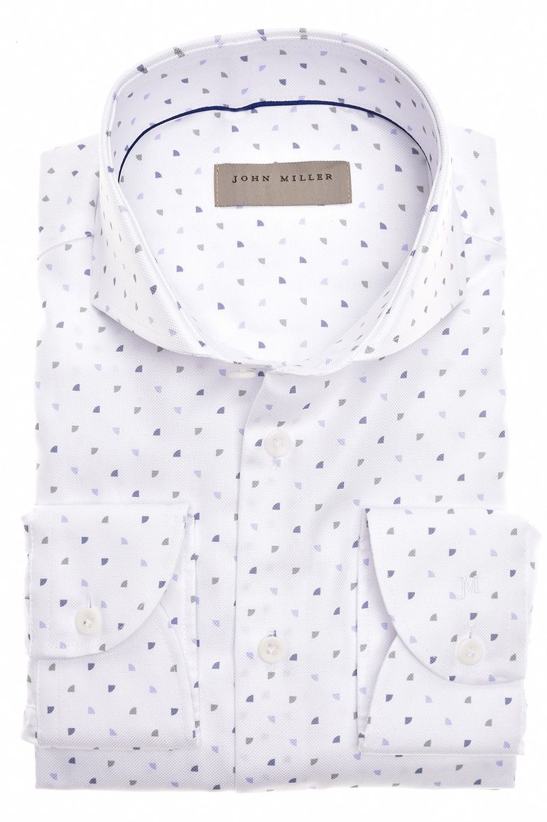John Miller business overhemd John Miller Slim Fit slim fit wit geprint katoen