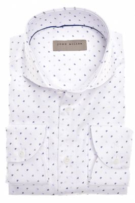 John Miller Zakelijk overhemd John Miller wit geprint katoen