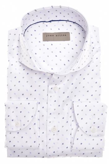 John Miller Zakelijk overhemd John Miller wit geprint katoen