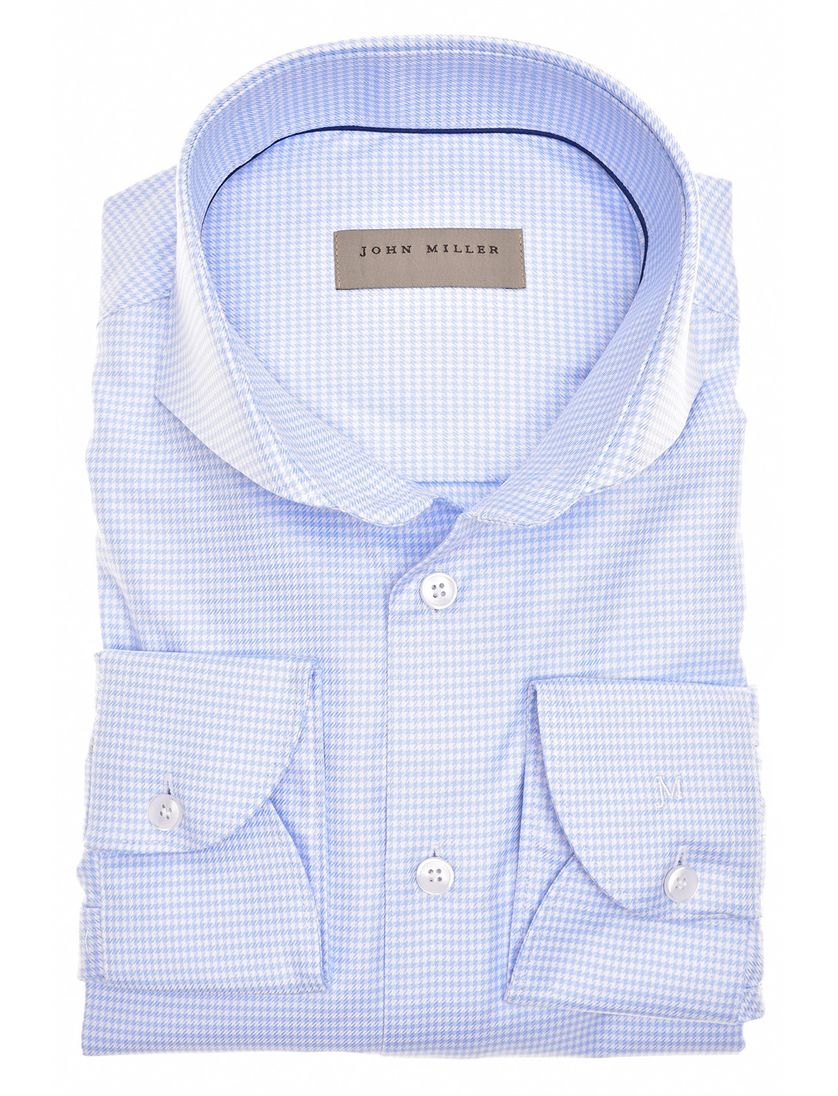 Business overhemd John Miller lichtblauw geruit katoen