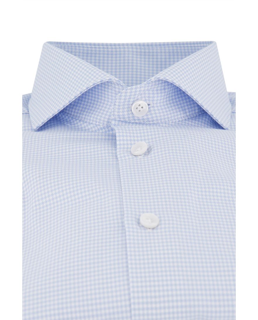 John Miller business overhemd lichtblauw geruit katoen