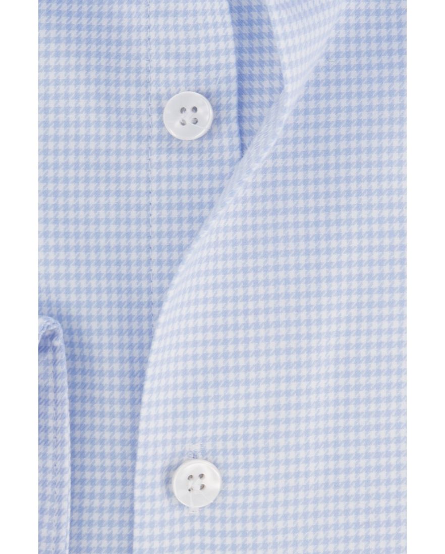John Miller business overhemd lichtblauw geruit katoen