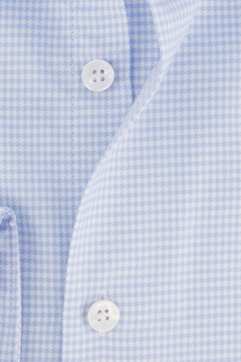 John Miller business overhemd lichtblauw geruit katoen