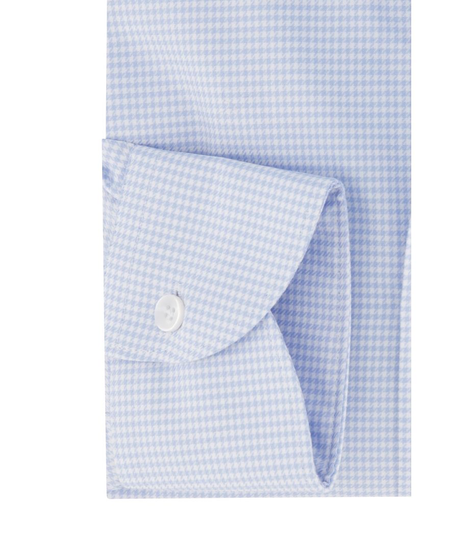 John Miller business overhemd lichtblauw geruit katoen