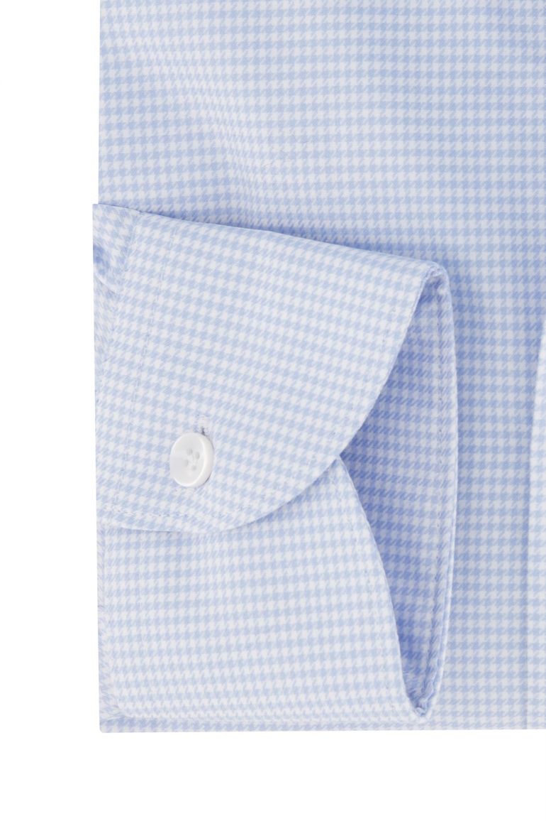 John Miller business overhemd lichtblauw geruit katoen