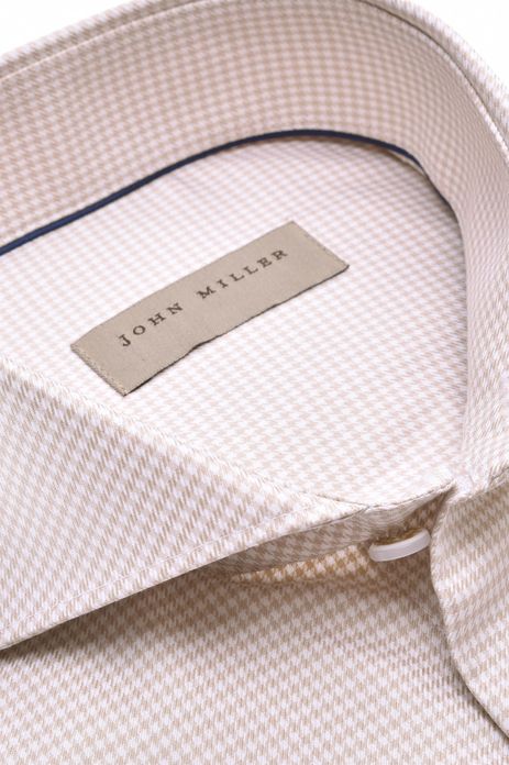 John Miller business overhemd bruin geruit katoen
