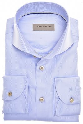 John Miller overhemd mouwlengte 7 John Miller lichtblauw effen katoen slim fit