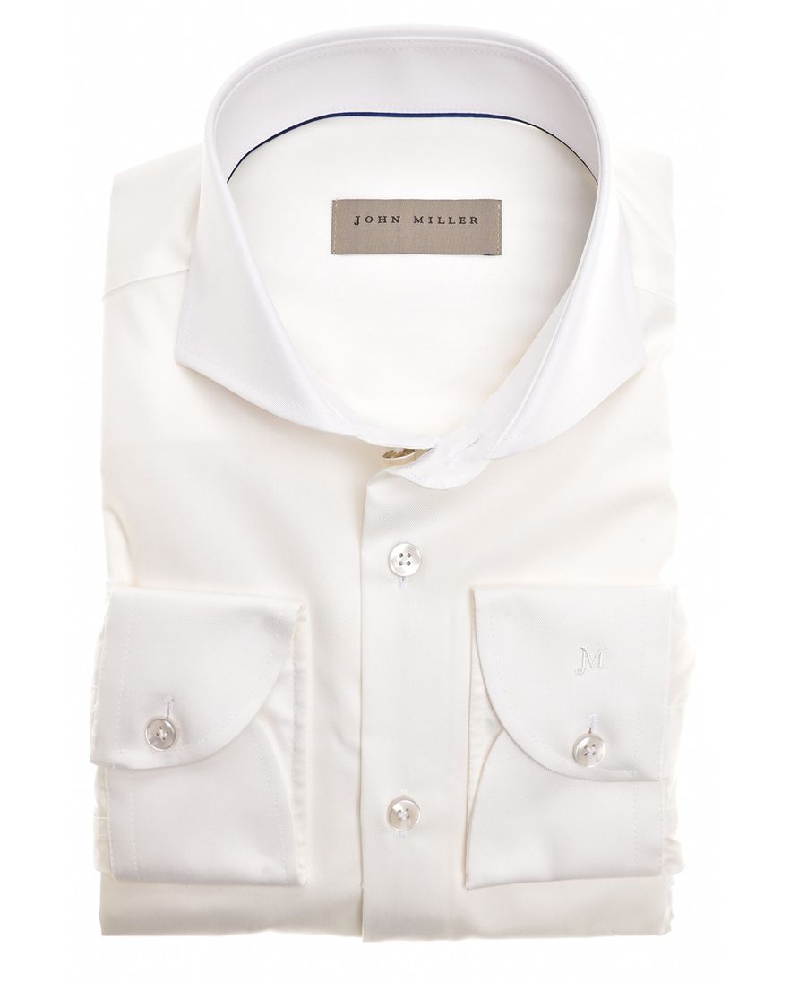 John Miller business overhemd Slim Fit slim fit creme effen
