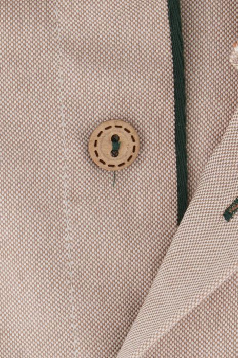 Portofino overhemd korte mouw regular fit beige effen