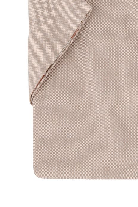 Portofino overhemd korte mouw regular fit beige effen