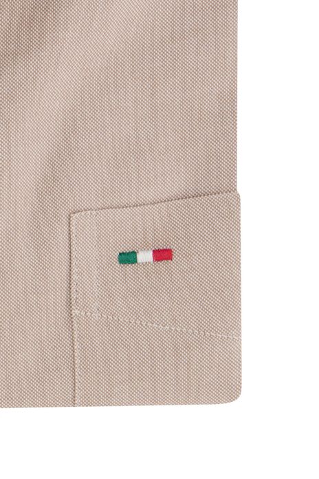 Portofino overhemd korte mouw regular fit beige effen