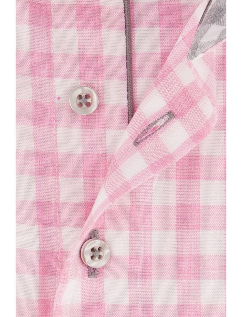 Portofino overhemd korte mouw roze geruit