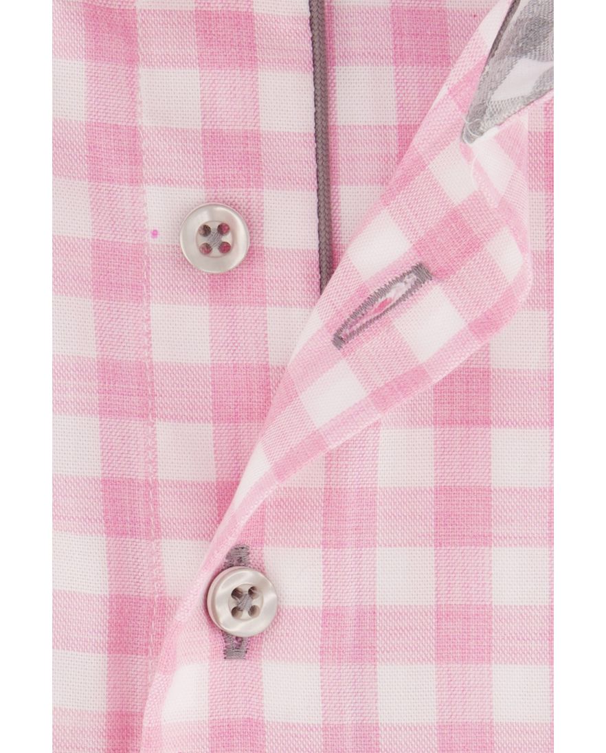 Portofino overhemd korte mouw roze geruit