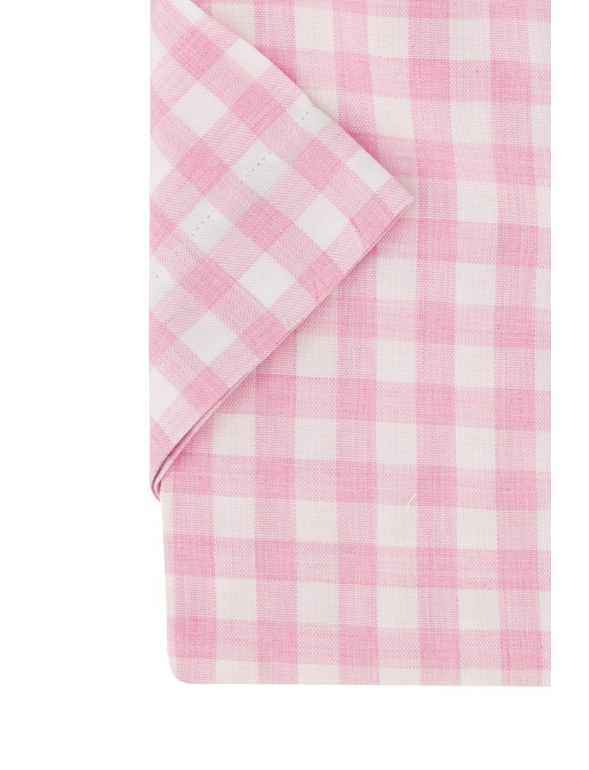 Portofino overhemd korte mouw roze geruit