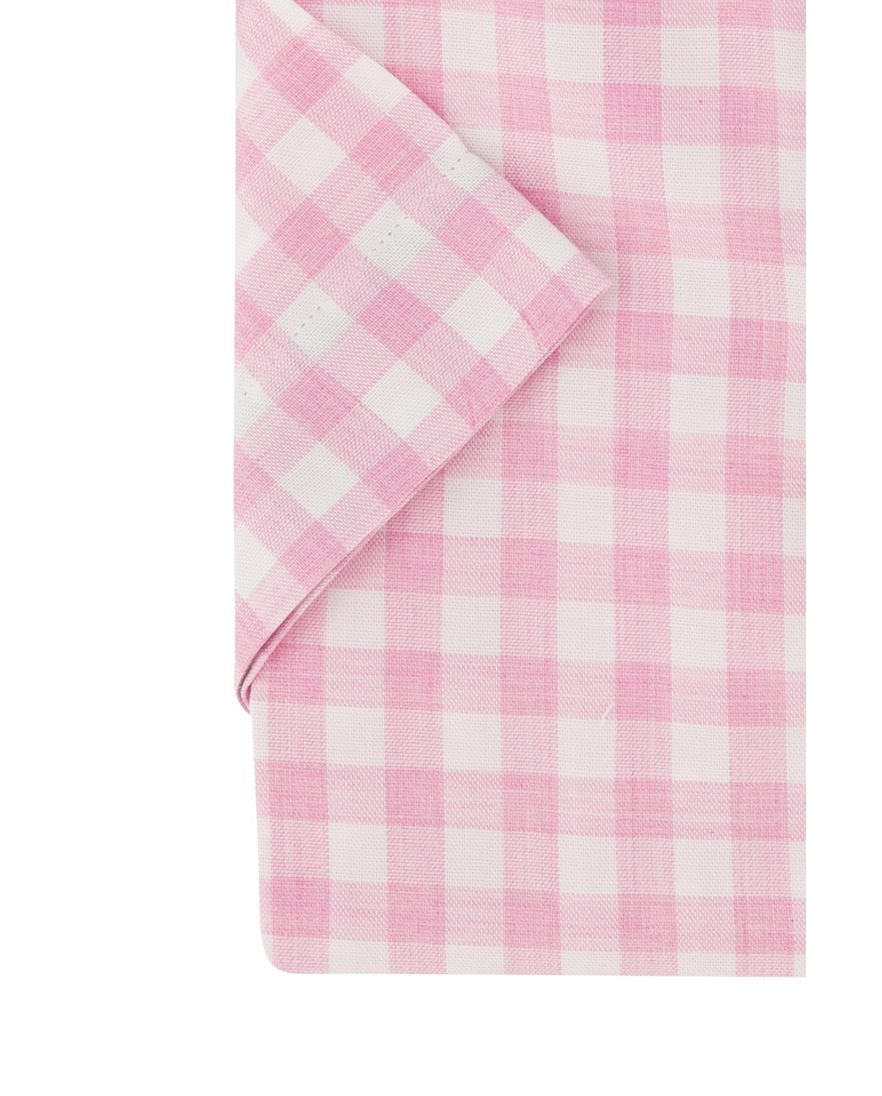 Portofino overhemd korte mouw roze geruit