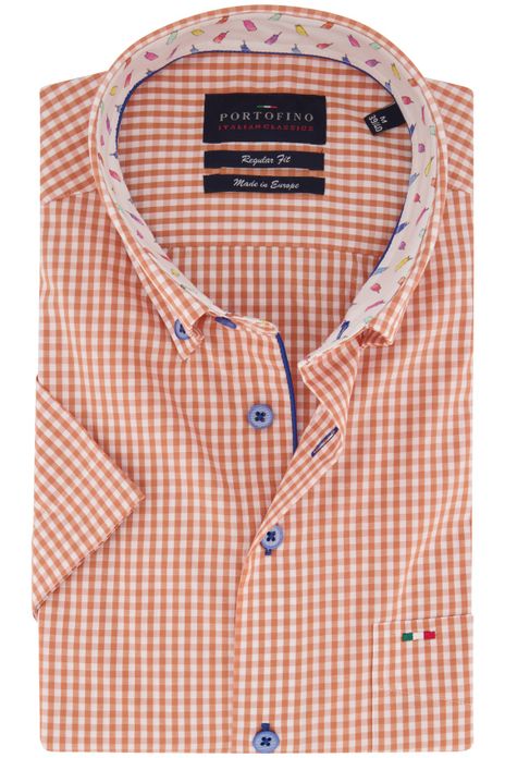 Portofino overhemd korte mouw regular fit oranje