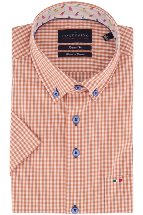 Portofino overhemd korte mouw regular fit oranje