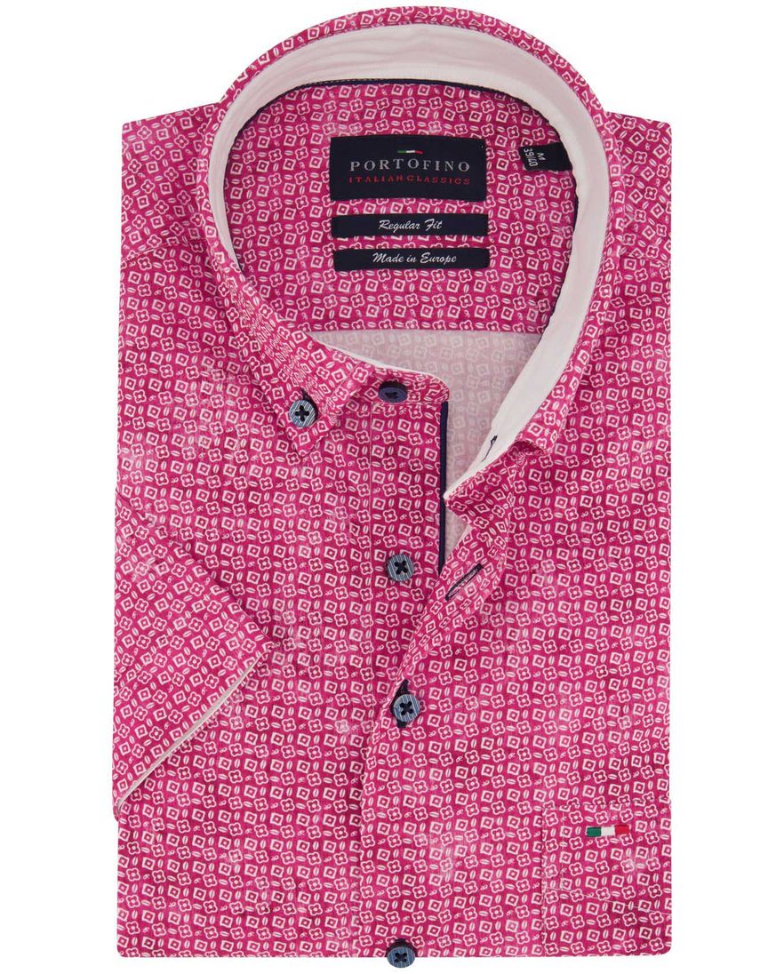 Portofino casual overhemd katoen korte mouw