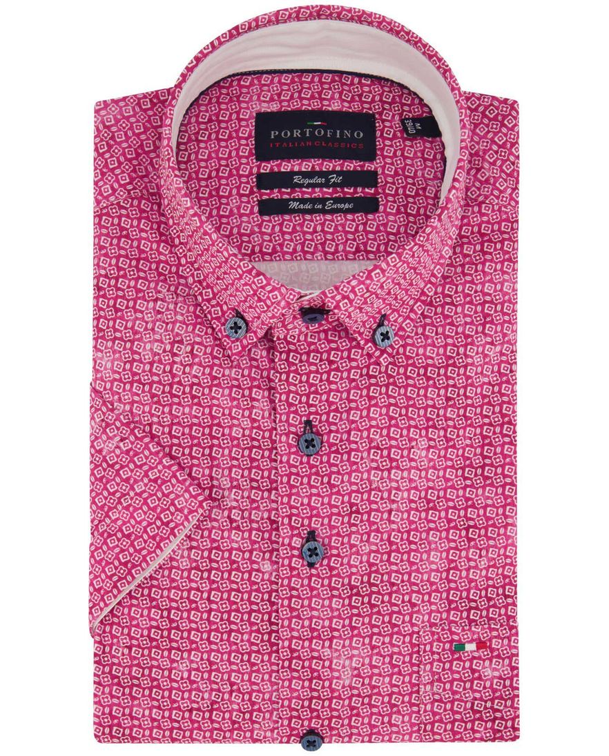 Portofino casual overhemd katoen korte mouw