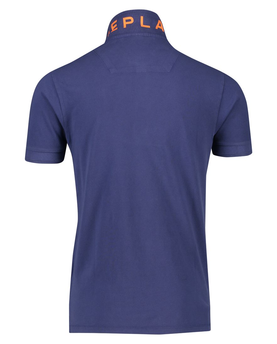 Replay poloshirt korte mouw normale fit donkerblauw effen katoen