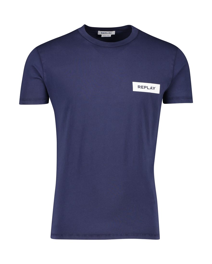 Replay t-shirt donkerblauw ronde hals katoen